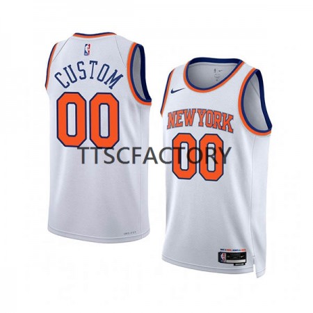 Maillot Basket New York Knicks Personnalisé Nike 2022-23 Association Edition Blanc Swingman - Homme
